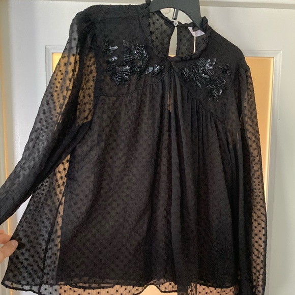 Zara Swiss Dot Sheer Blouse - Picture 10 of 14